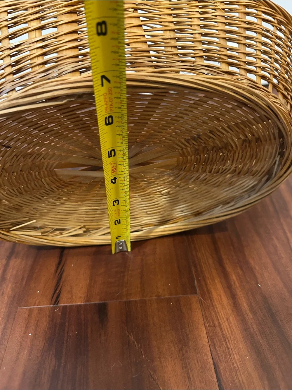 Vintage Sturdy Oval Wicker Woven Basket with Tall Handle - Honey Brown